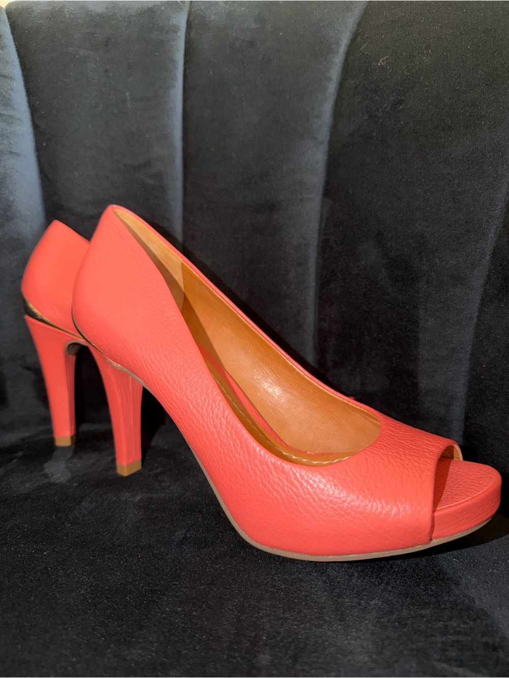 Coral Peep-Toe High Heels - Women
